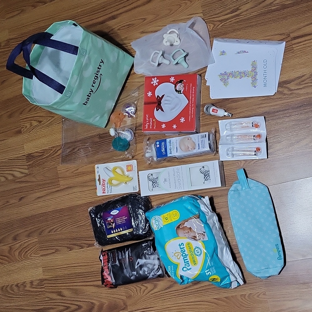 Large newborn NB baby lot diapers swaddle Dr. Brown's bottle pacific NEW